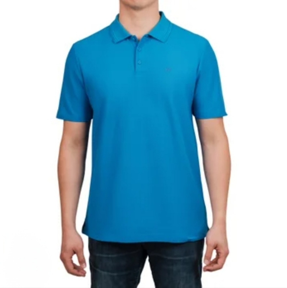 United Colors Of Benetton Blue Pique Polo Shirt Men's Size XXL Short Sleeved